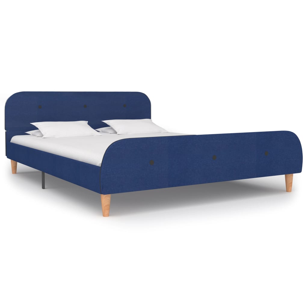 Bed Frame Blue Fabric 135x190 cm Double