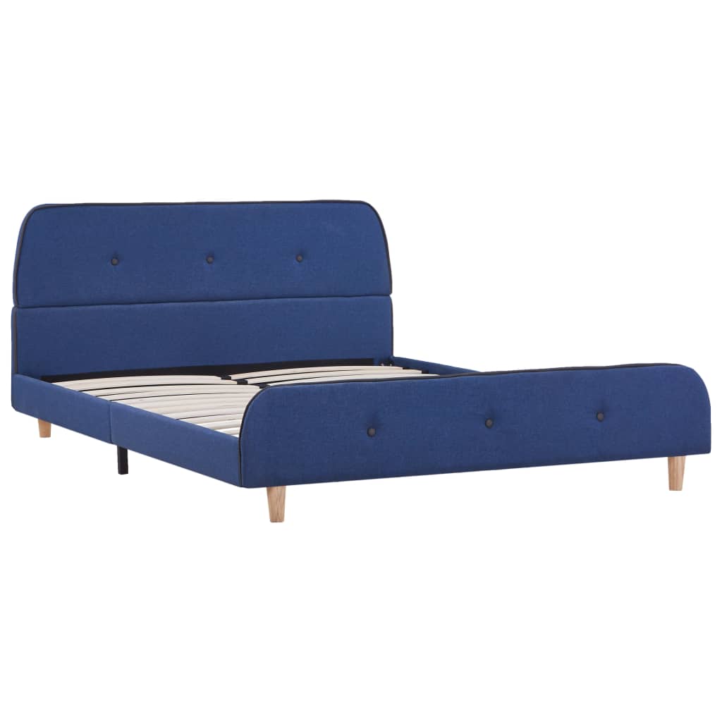 Bed Frame Blue Fabric 135x190 cm Double