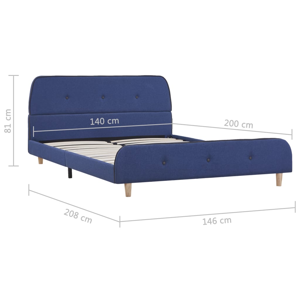 Bed Frame Blue Fabric 135x190 cm Double