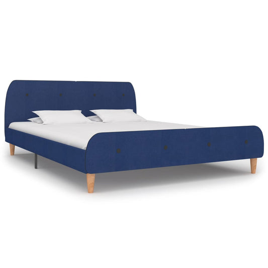 Bed Frame Blue Fabric 150x200 cm King Size