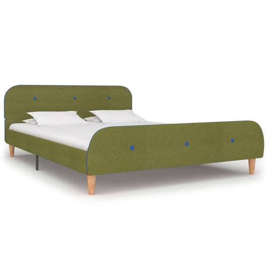 Bed Frame Green Fabric 135x190 cm Double