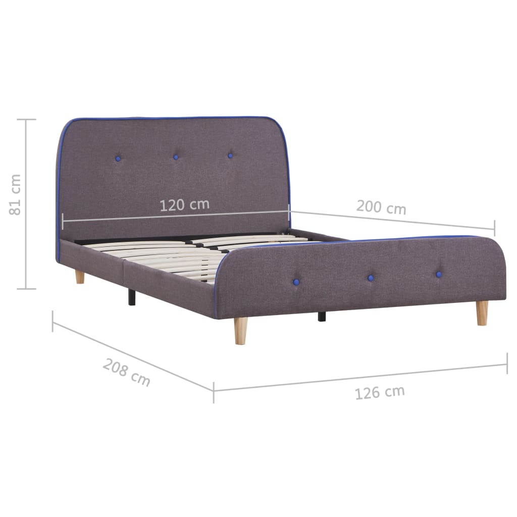 Bed Frame Taupe Fabric 120x190 cm Small Double