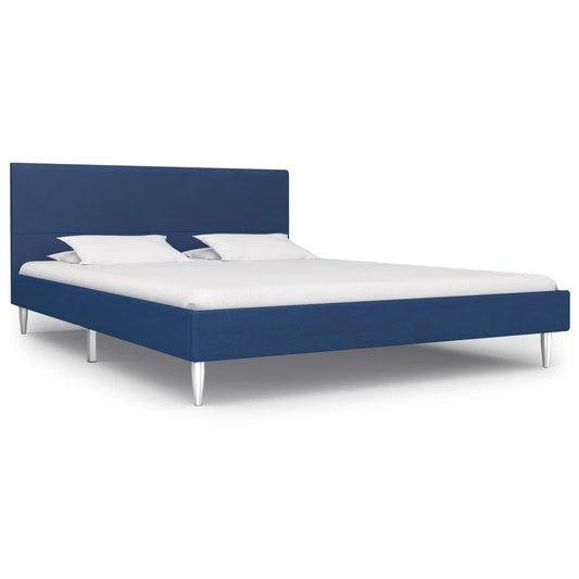 Bed Frame Blue Fabric 135x190 cm Double