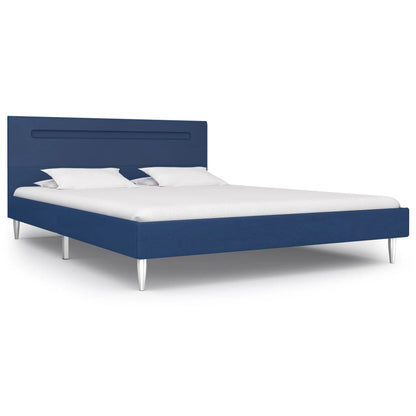 Bed Frame with LED Blue Fabric 135x190 cm Double