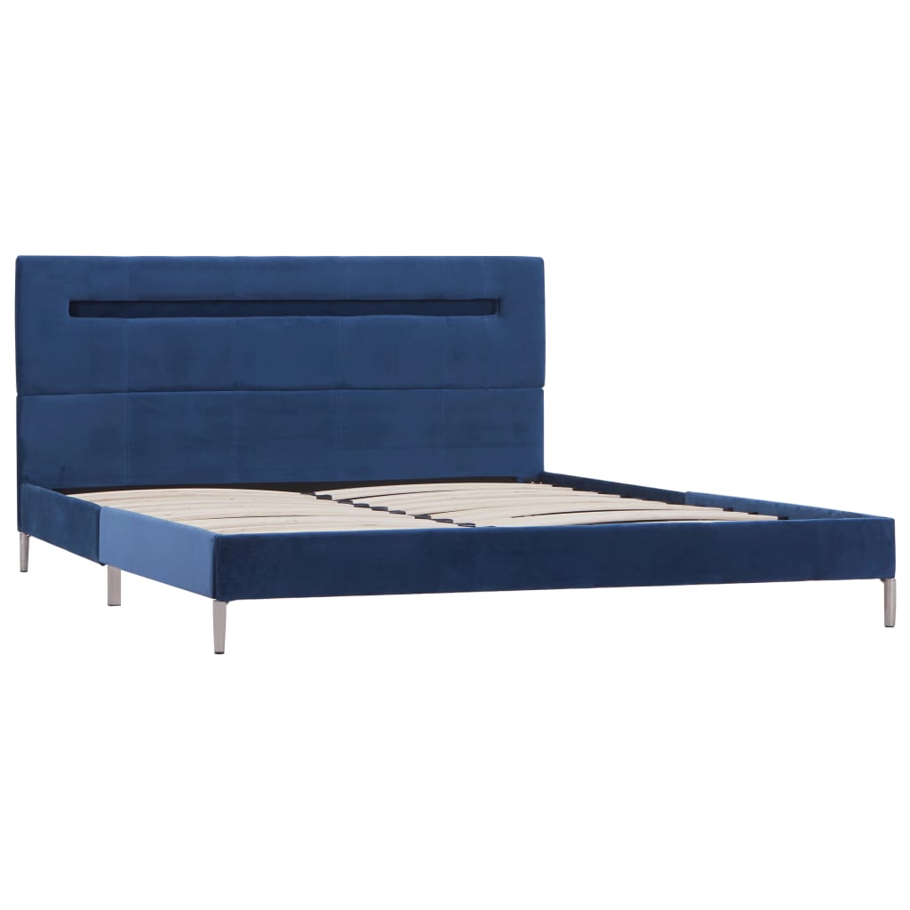 Bed Frame with LED Blue Fabric 135x190 cm Double