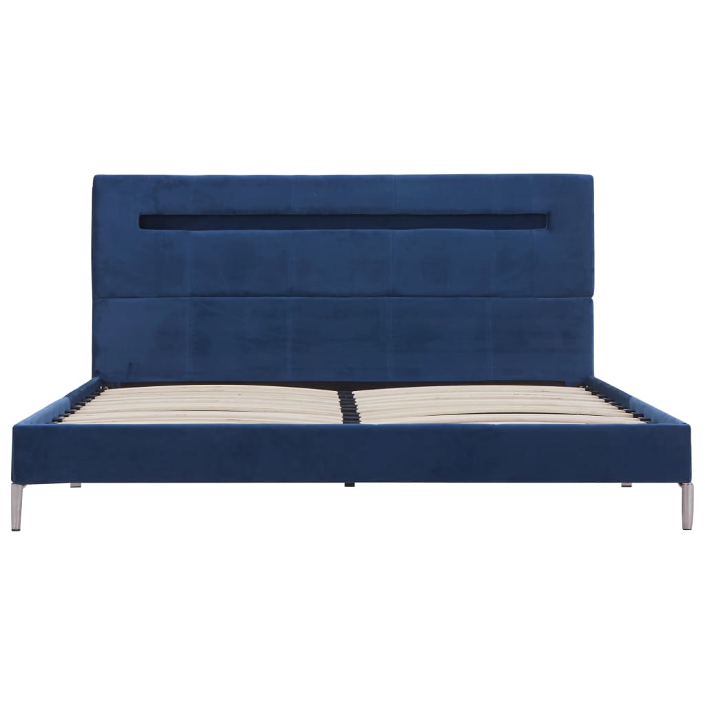 Bed Frame with LED Blue Fabric 135x190 cm Double