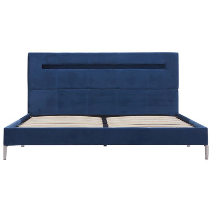 Bed Frame with LED Blue Fabric 135x190 cm Double