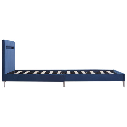 Bed Frame with LED Blue Fabric 135x190 cm Double