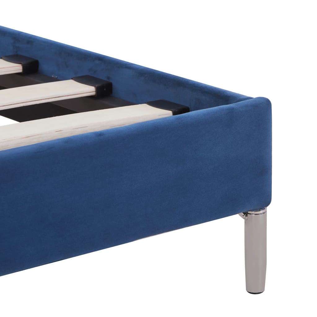 Bed Frame with LED Blue Fabric 135x190 cm Double