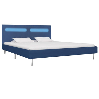 Bed Frame with LED Blue Fabric 150x200 cm King Size