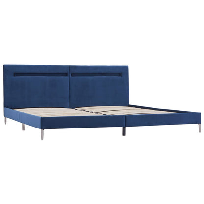 Bed Frame with LED Blue Fabric 150x200 cm King Size