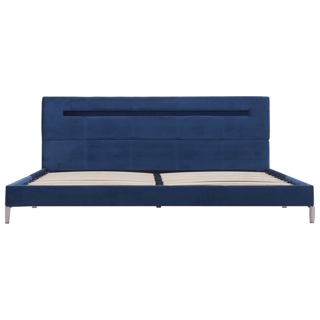 Bed Frame with LED Blue Fabric 150x200 cm King Size