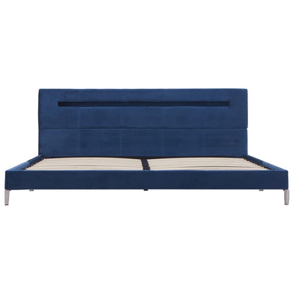 Bed Frame with LED Blue Fabric 150x200 cm King Size