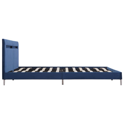 Bed Frame with LED Blue Fabric 150x200 cm King Size