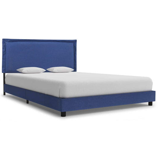 Bed Frame Blue Fabric 120x190 cm Small Double