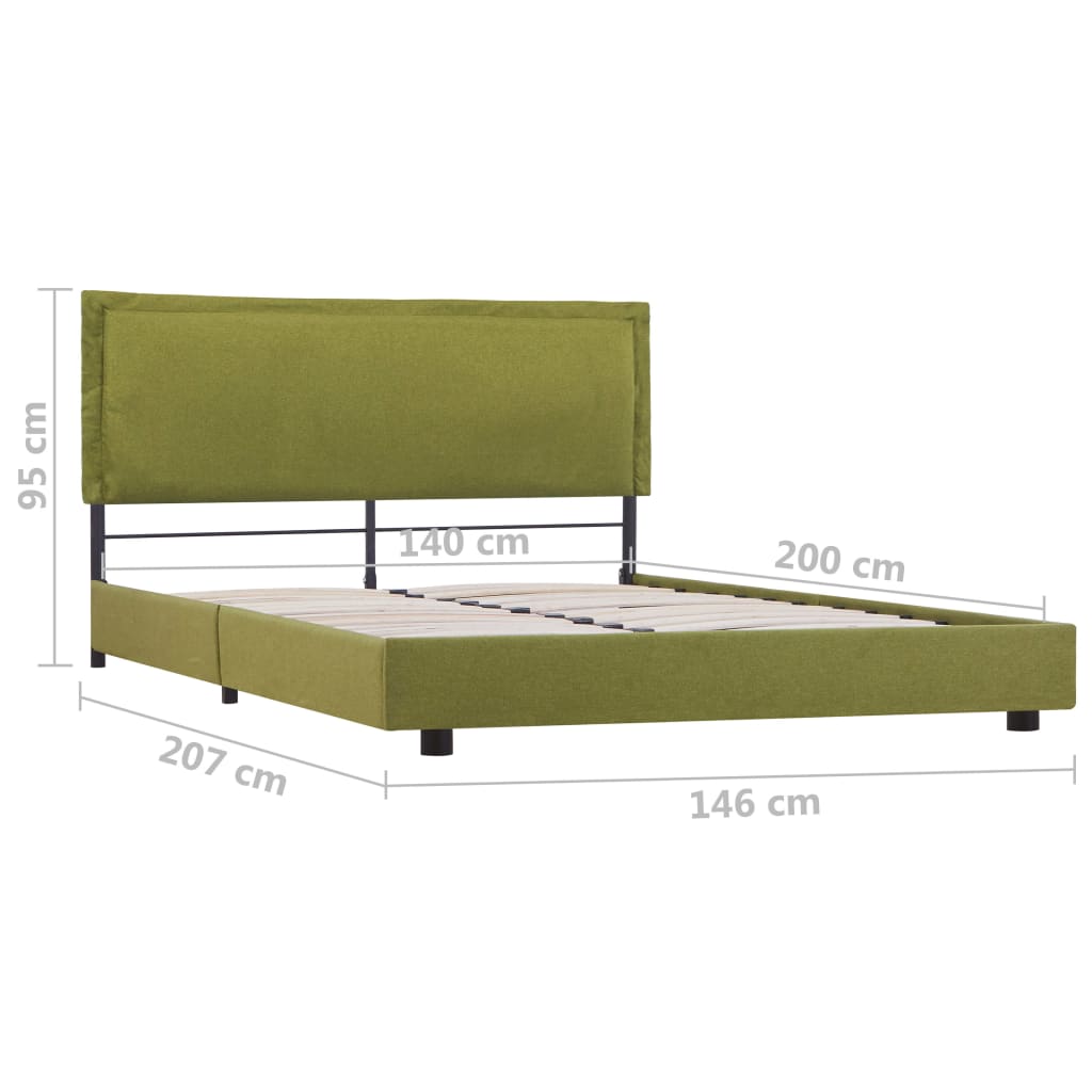 Bed Frame Green Fabric 135x190 cm Double