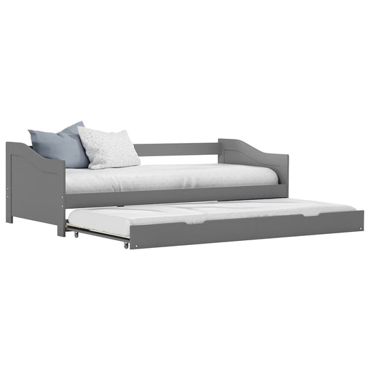 Pull-out Sofa Bed Frame Grey Pinewood 90x200 cm