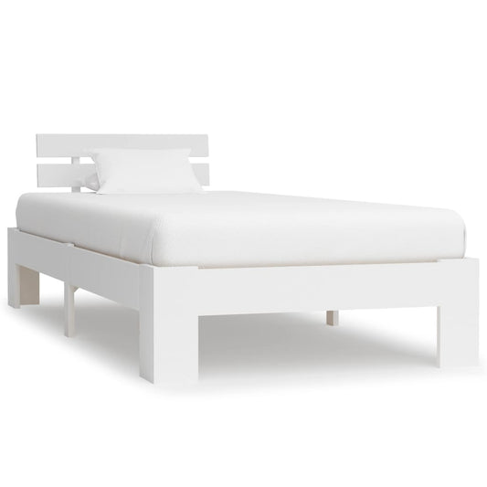 Bed Frame White Solid Pine Wood 90x200 cm