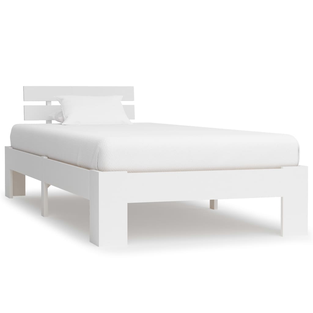 Bed Frame White Solid Pine Wood 100x200 cm