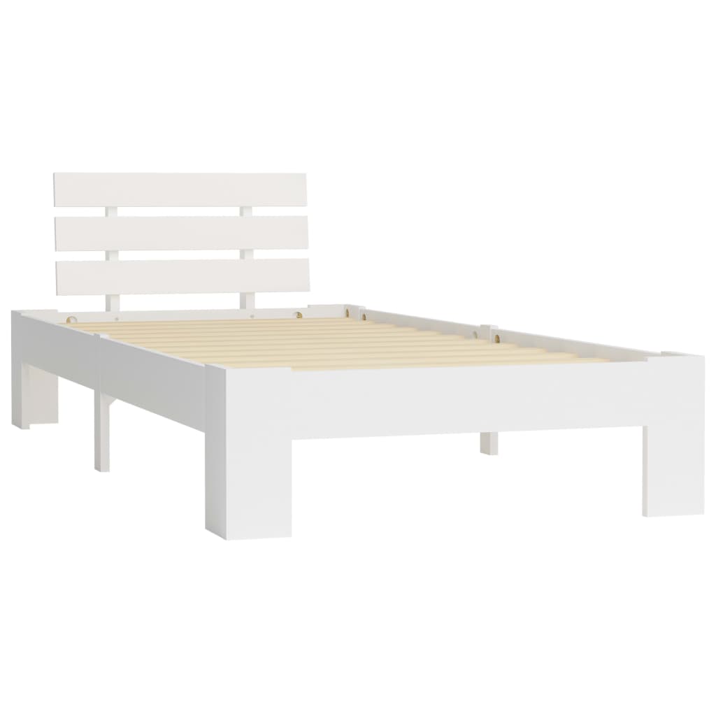 Bed Frame White Solid Pine Wood 100x200 cm