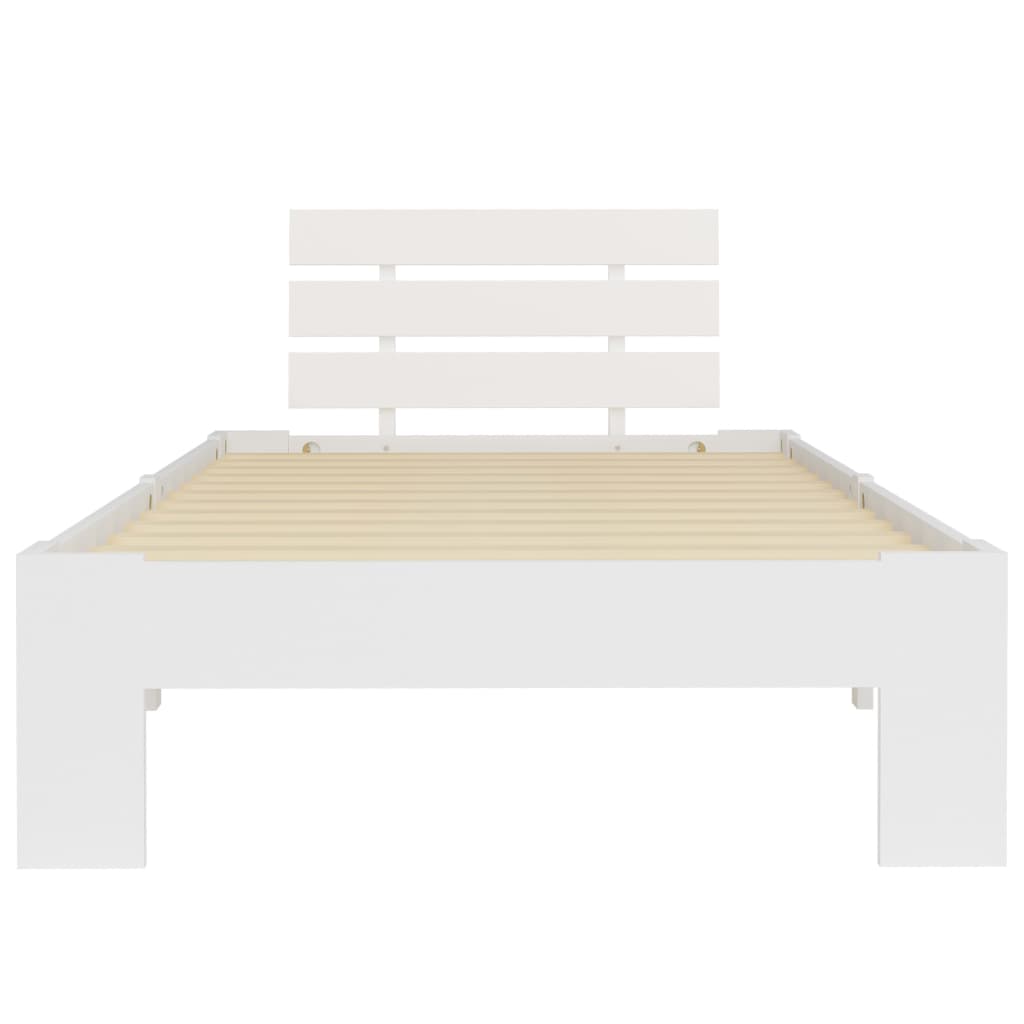 Bed Frame White Solid Pine Wood 100x200 cm