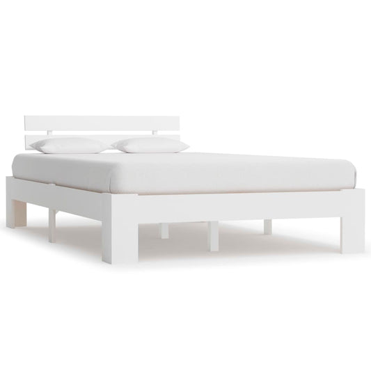 Bed Frame White Solid Pine Wood 120x200 cm