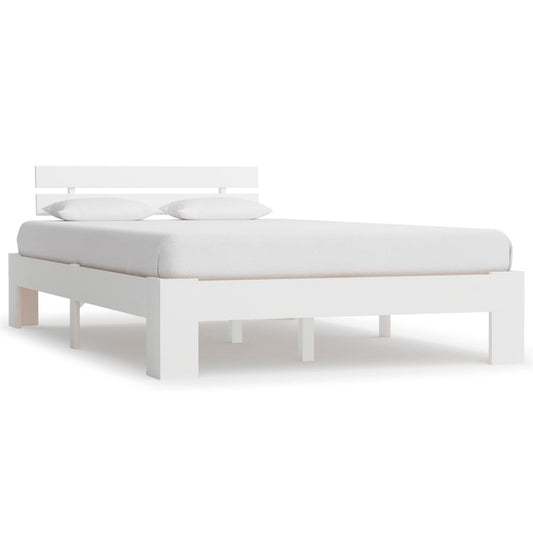 Bed Frame White Solid Pine Wood 140x200 cm