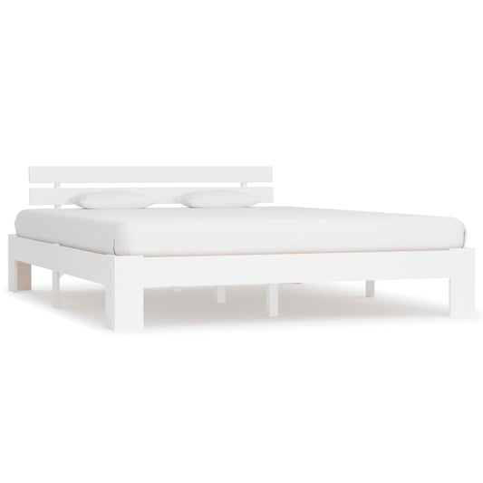 Bed Frame White Solid Pine Wood 160x200 cm