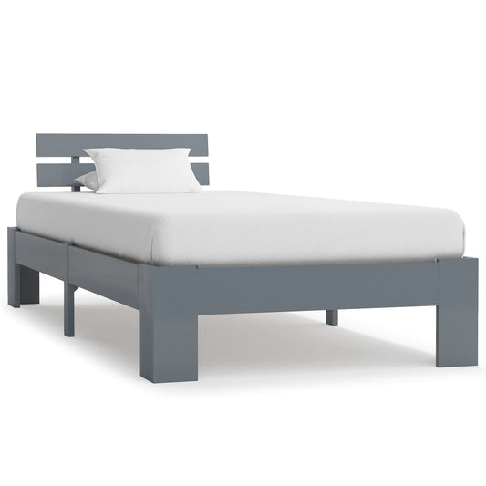 Bed Frame Grey Solid Pine Wood 90x200 cm