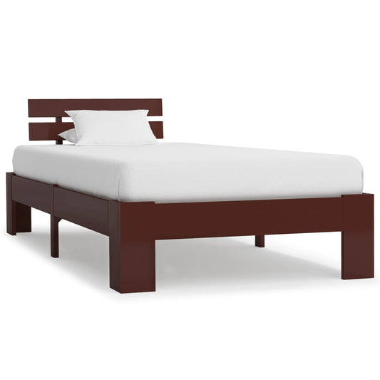 Bed Frame Dark Brown Solid Pine Wood 100x200 cm