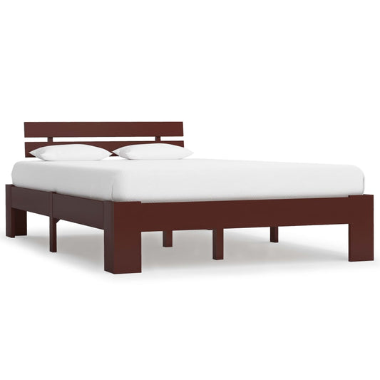 Bed Frame Dark Brown Solid Pine Wood 120x200 cm