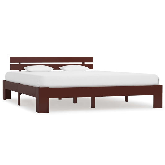 Bed Frame Dark Brown Solid Pine Wood 160x200 cm