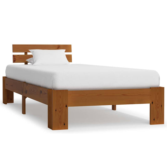 Bed Frame Honey Brown Solid Pine Wood 90x200 cm