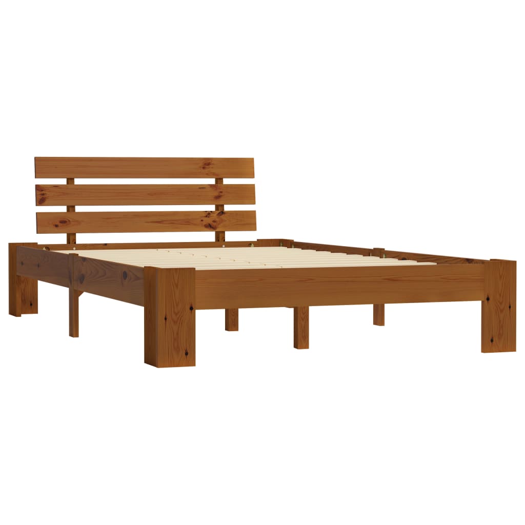 Bed Frame Honey Brown Solid Pine Wood 120x200 cm