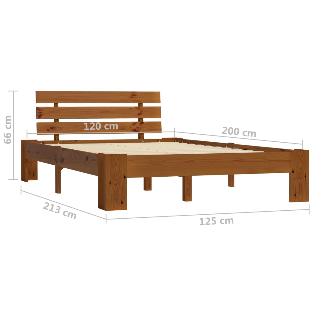 Bed Frame Honey Brown Solid Pine Wood 120x200 cm