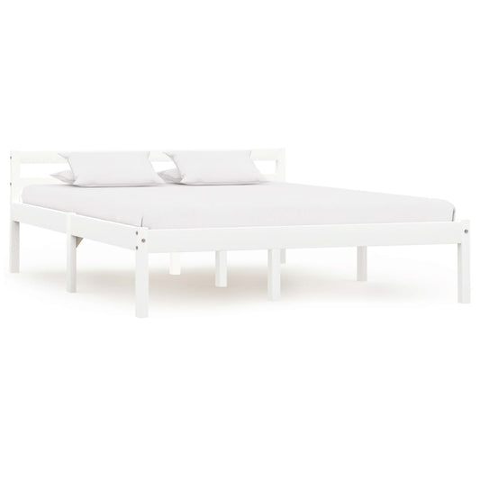 Bed Frame White Solid Pine Wood 120x200 cm