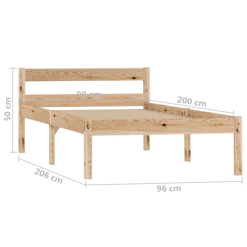 Bed Frame Solid Pine Wood 90x200 cm