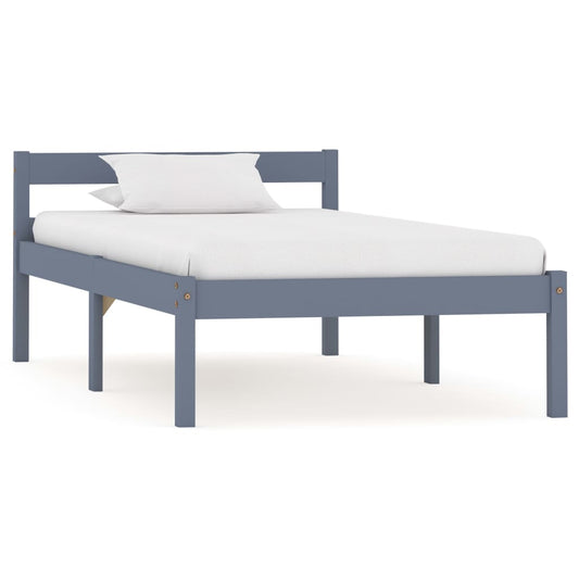 Bed Frame Grey Solid Pine Wood 90x200 cm