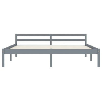 Bed Frame Grey Solid Pine Wood 160x200 cm