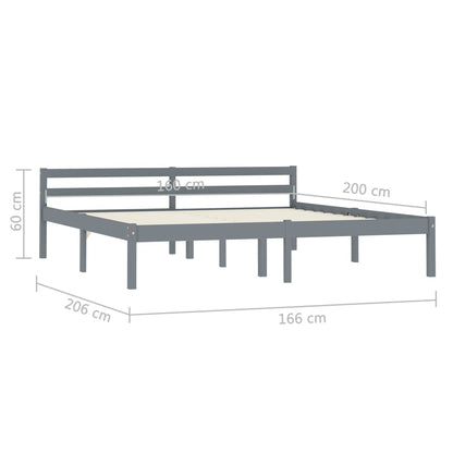 Bed Frame Grey Solid Pine Wood 160x200 cm