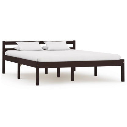 Bed Frame Dark Brown Solid Pine Wood 140x200 cm