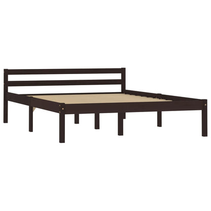 Bed Frame Dark Brown Solid Pine Wood 140x200 cm