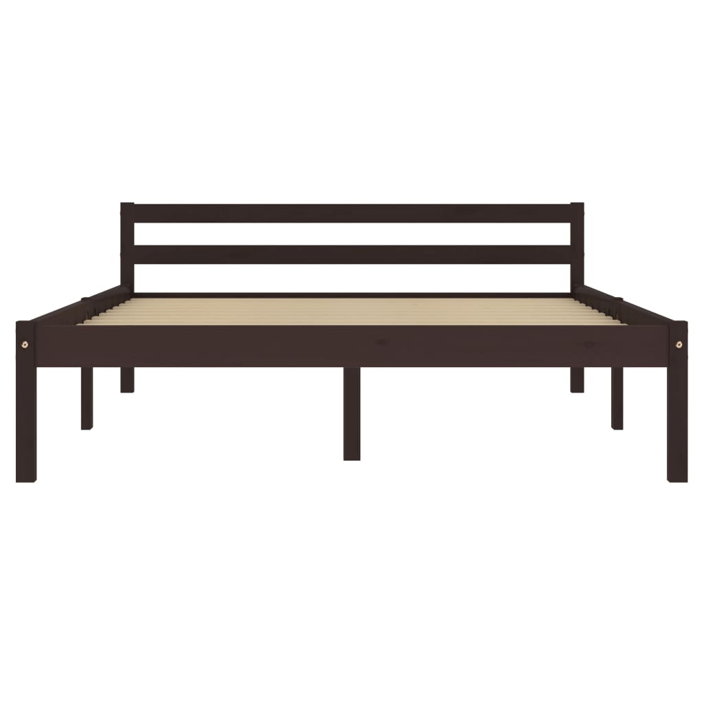 Bed Frame Dark Brown Solid Pine Wood 140x200 cm