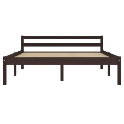 Bed Frame Dark Brown Solid Pine Wood 140x200 cm