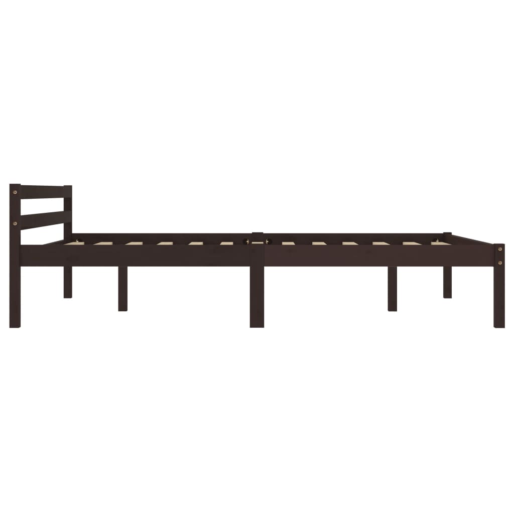 Bed Frame Dark Brown Solid Pine Wood 140x200 cm