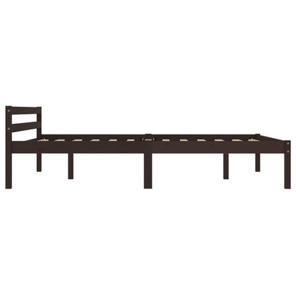 Bed Frame Dark Brown Solid Pine Wood 140x200 cm