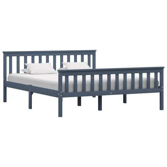 Bed Frame Grey Solid Pinewood 160x200 cm