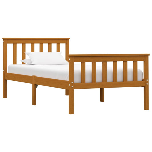 Bed Frame Honey Brown Solid Pinewood 100x200 cm