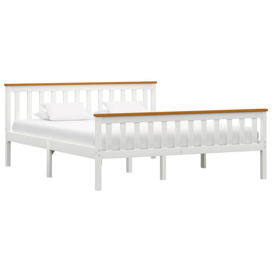 Bed Frame White Solid Pinewood 150 x 200 cm