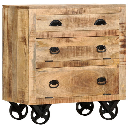Side Cabinet with Wheel 70x40x75 cm Solid Mango Wood